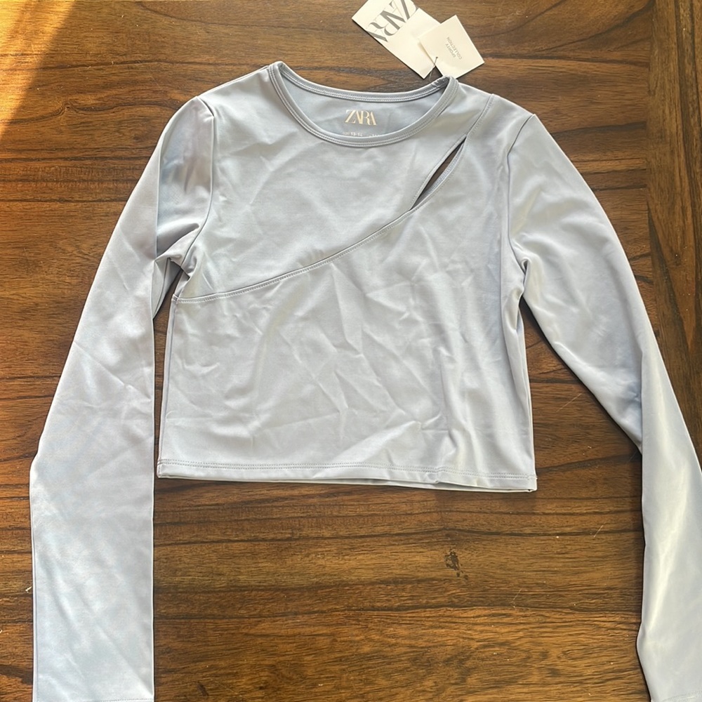 Light Blue Zara Sport Top With Cutout